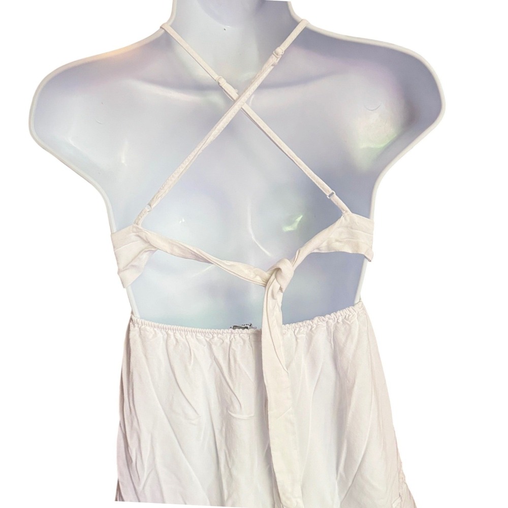 Rue21 Womens XS White Crochet Bodice Mini Dress Boho Festival Summer Ruffle Hem - Picture 7 of 14